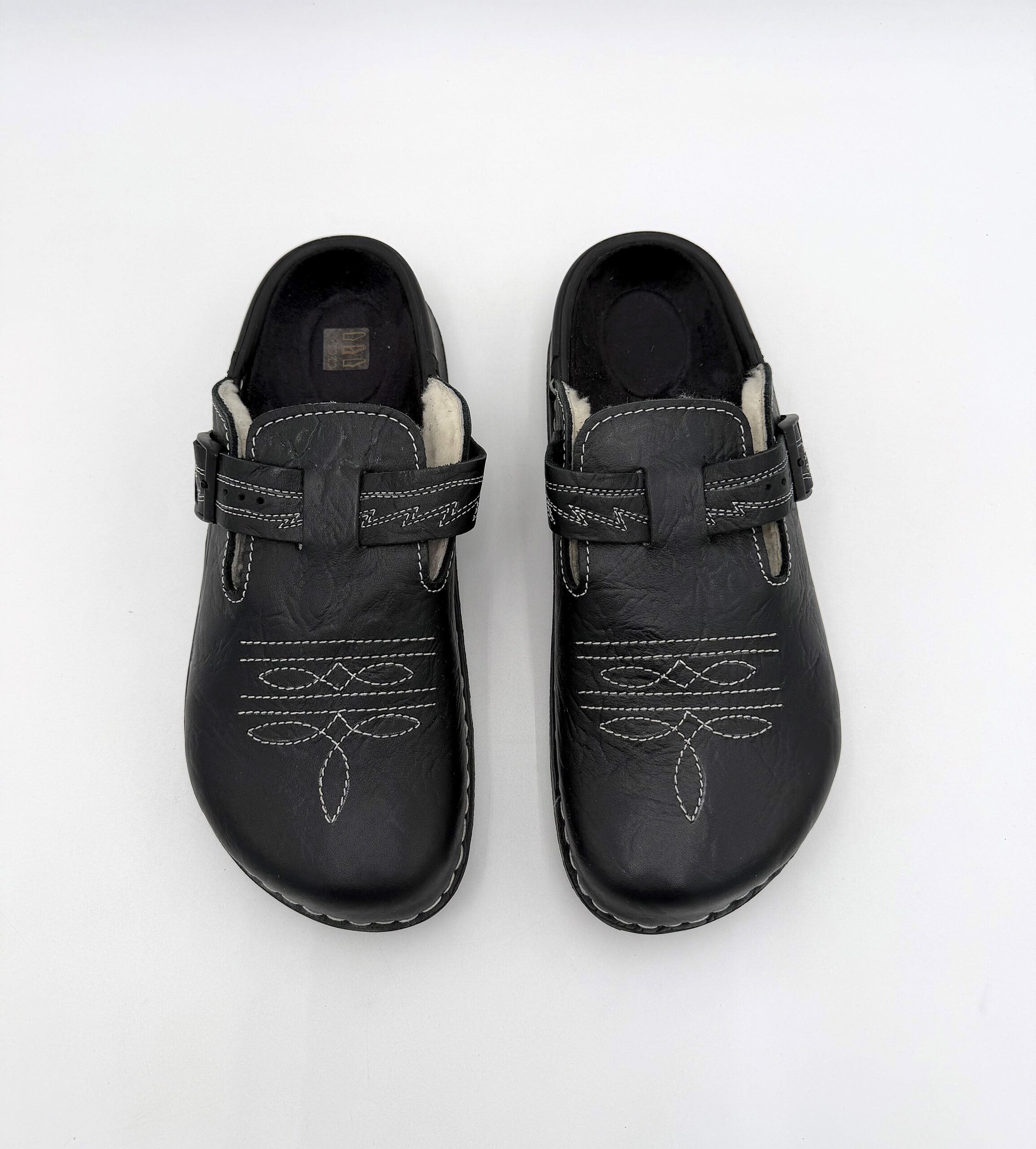 Tatami Oklahoma Black Shearling Leather Clogs by Birkenstock 